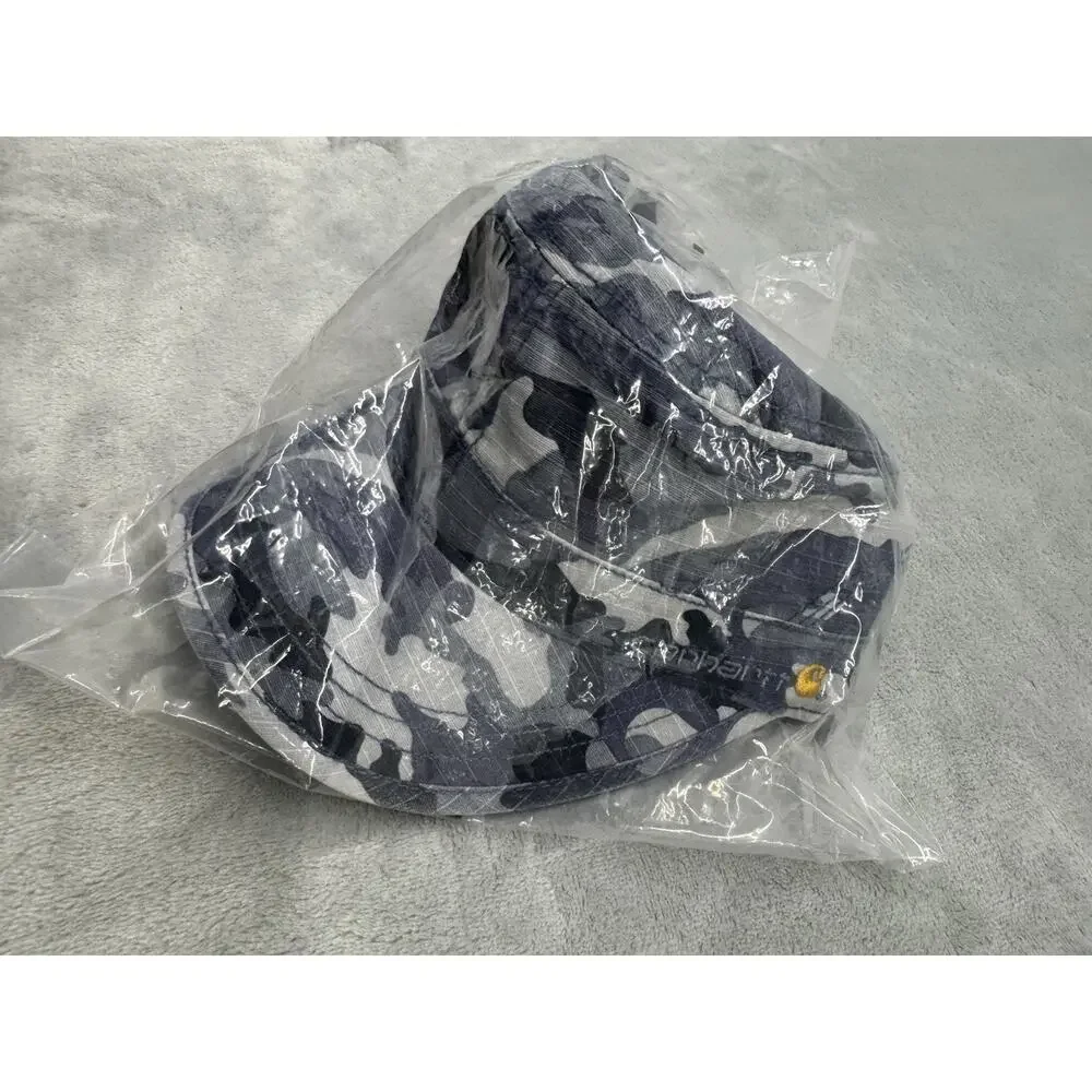 Carhartt Mens Blue Camo Military Cadet Hat Adjustable Ripstop Cap 101994 440 OS